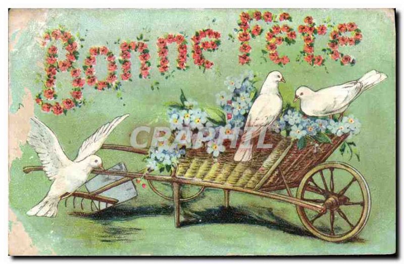 Old Postcard Fantasy Flowers ColombesBonne Fete