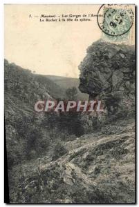 Old Postcard Gorges Mazamet L & # 39Arnette the rock of the Sphinx head