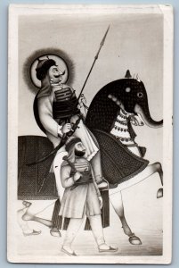 Udaipur India Postcard Ancestors of Present Royalty Rajput c1930's RPPC Photo
