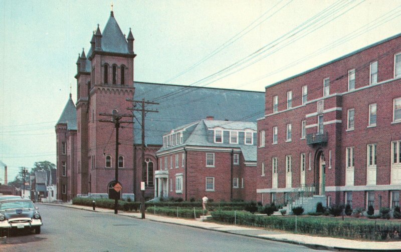 Postcard St. Patrick Rectory Parish School And Church Nashua New Hampshire NH