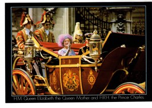 Large 5 X 7, H M Queen Mother, Prince Charles, in Coach