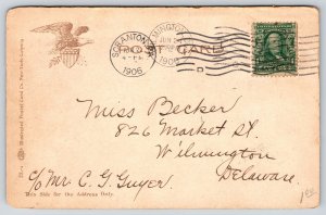 Scranton Pennsylvania~Lackawanna Courthouse~Clock Tower~Romanesque~1906 Postcard