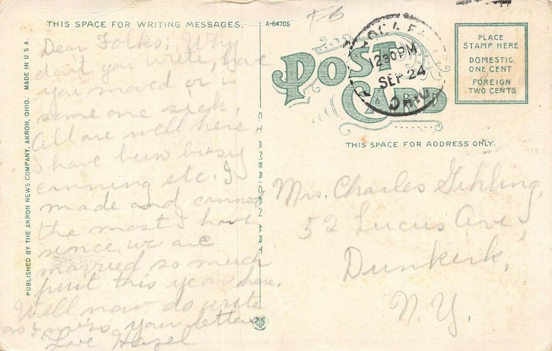 LP63 Akron Ohio Postcard   Main St Night