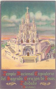 Poster Art Postcard Templo Expiatorio Sangrado Corazon Jesus Barcelona Spain