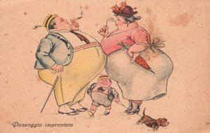 Vintage Postcard 1910's Passaggio Imprevisto Funny Comic Card