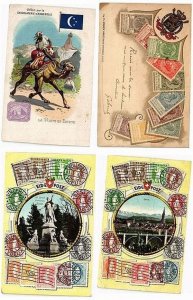 STAMPS POSTMAN PHILATELIC 18 Vintage Postcards pre-1940 incl SWITZERLAND (L5621)