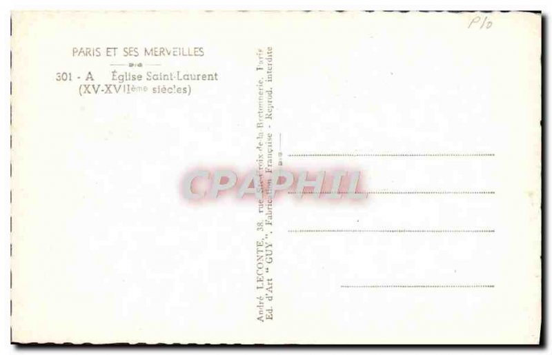 Modern Postcard Paris Eglise Saint Laurent