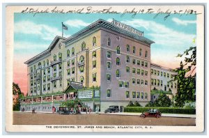 1932 The Devonshire Hotel St. James and Beach Atlantic City NJ Vintage Postcard