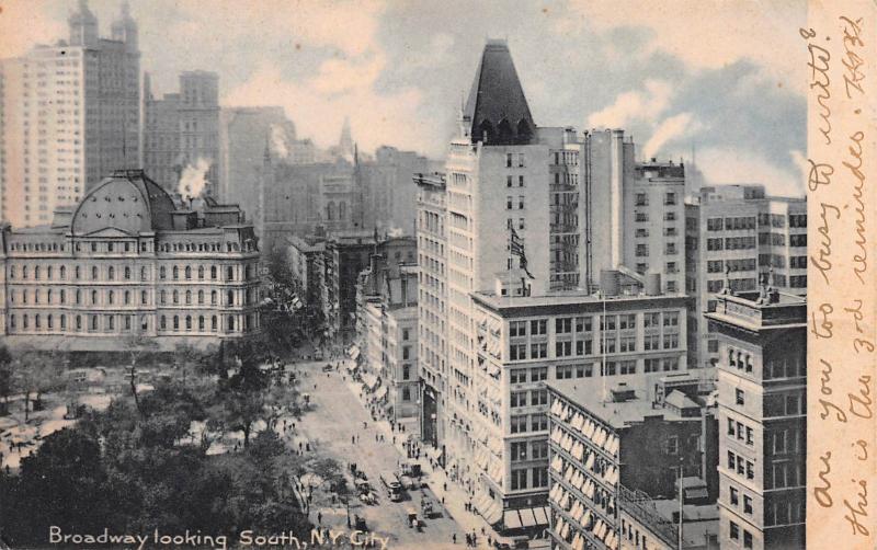 Broadway Looking South, New York City, N.Y., Early Postcard, Used in 1906