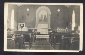 RPPC BAY MISSOURI CHURCH INTERIOR METHODIST VINTAGE REAL PHOTO POSTCARD MO.