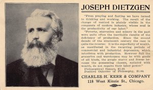 J83/ Chicago Illinois Postcard c1910 Joseph Dietzgen Philosophy 345