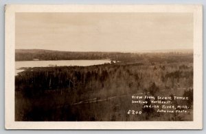 Indian River MI View From Scenic Tower Looking Northeast RPPC Postcard V27