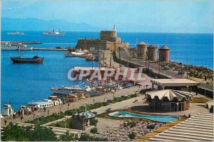 Modern Postcard Rhodes Port View