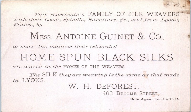 1880s Antoine Guinet & Co Silk Weavers Lyons France US Agent Business Card Ad