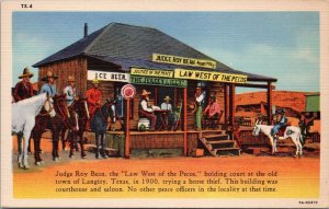 Juydge Roy Bean Law West of the Pecos TX Postcard PC510