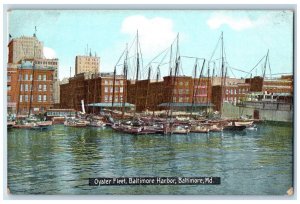 c1909 Oyster Fleet Baltimore Harbor Boats Baltimore MD Vintage Antique Postcard 