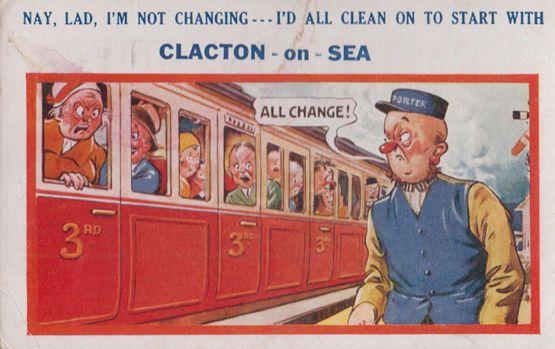 Changing Carriage Train Uniform Station Worker at Clacton On Sea Comic Postcard
