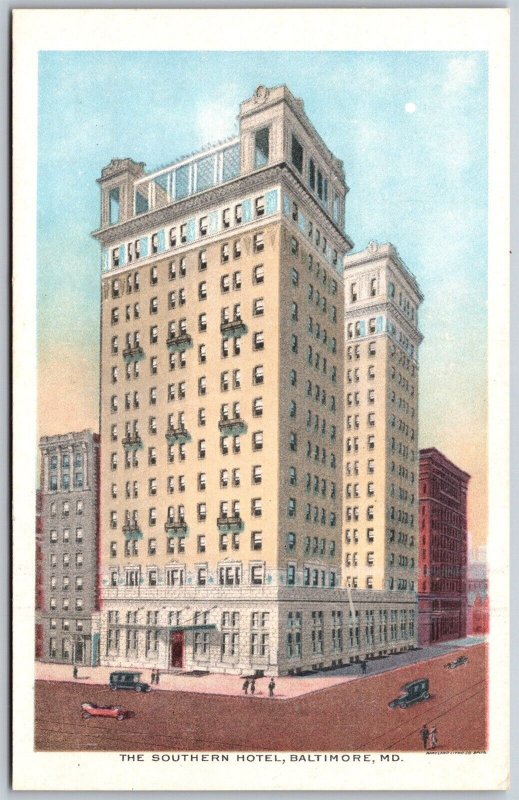 Vtg Baltimore Maryland MD The Southern Hotel 1920s View Unused Old Postcard