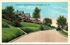 Postcard AL Birmingham Entrance to Mountain Terrace - Street View 1920s L14