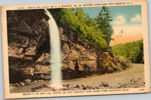 postcard North Carolina - Bridal Veil Falls on Highway 64