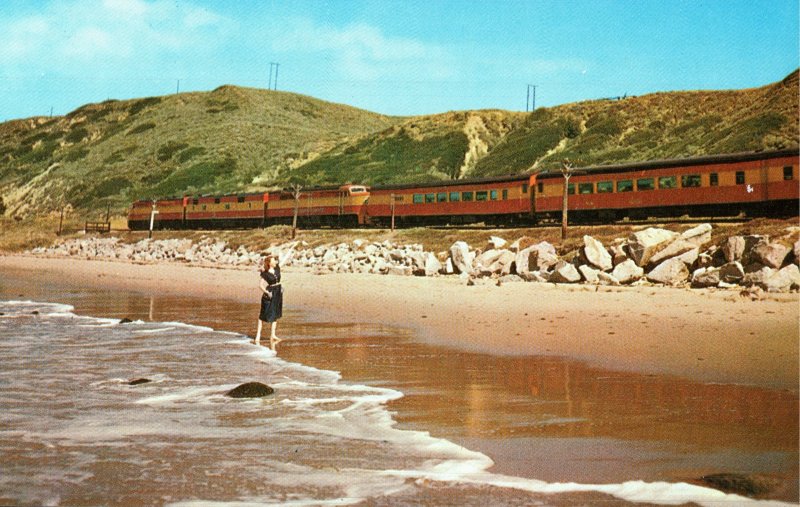 Southern Pacific's Coast Daylight  between LA and SF, California Postcard