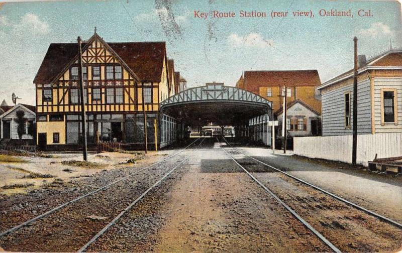 Oakland California Key Route Station Street View Antique Postcard K88056