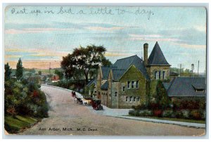 1910 M.C. Depot Exterior Building Ann Arbor Michigan MI Vintage Antique Postcard 