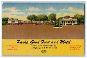 c1940s Park's Good Food And Motel Roadside Louisville Kentucky KY Trees Postcard