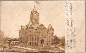 RPPC Cass County Court House, Plattsmouth NE c1907 Vintage Postcard V54