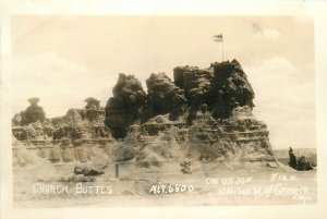 Postcard RPPC 1920s Wyoming Granger Church Buttes US 30 23-12271