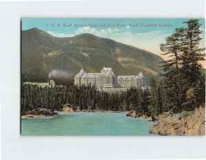 Postcard C. P. R. Banff Springs Hotel and Bow River Banff Canada