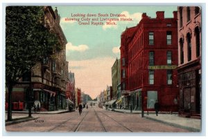 Looking Down South Division Cody Livingston Hotels Grand Rapids MI Postcard
