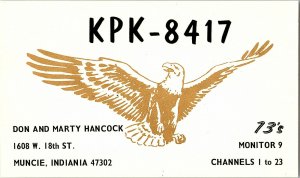 QSL Radio Card From Muncie Indiana KPK-8417 Mistake Card Misspelled Indiania 