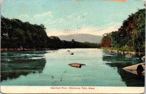 Deerfield River Shelburne Falls Mass Cancel 1c Franklin Stamp Postcard Vintage 