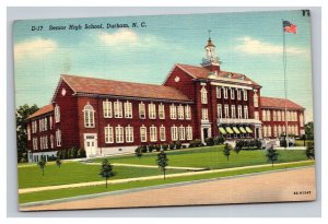 Vintage 1940s Postcard Senior High School Durham North Carolina Daytime Scene