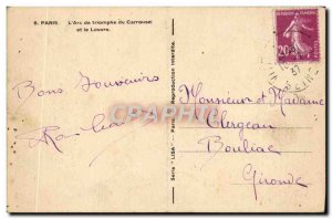 Old Postcard Paris L & # 39Arc de Triomphe du Carrousel and the Louvre