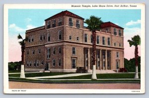 K1/ Port Arthur Texas Postcard c1930s Masonic Temple Lake Shore Dr. 288