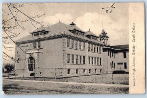 c1908 Webster South Dakota SD Vintage Postcard High School Front Building Posted