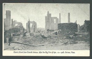 1908 PPC* Disaster Cherry Street From Everett Ave Ruins Chelsea Ma Mint