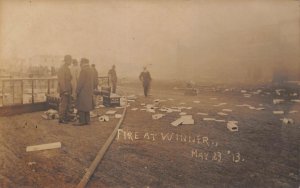 RPPC 1913 Fire Scene WINNER, SOUTH DAKOTA Tripp County SD Antique Photo Postcard