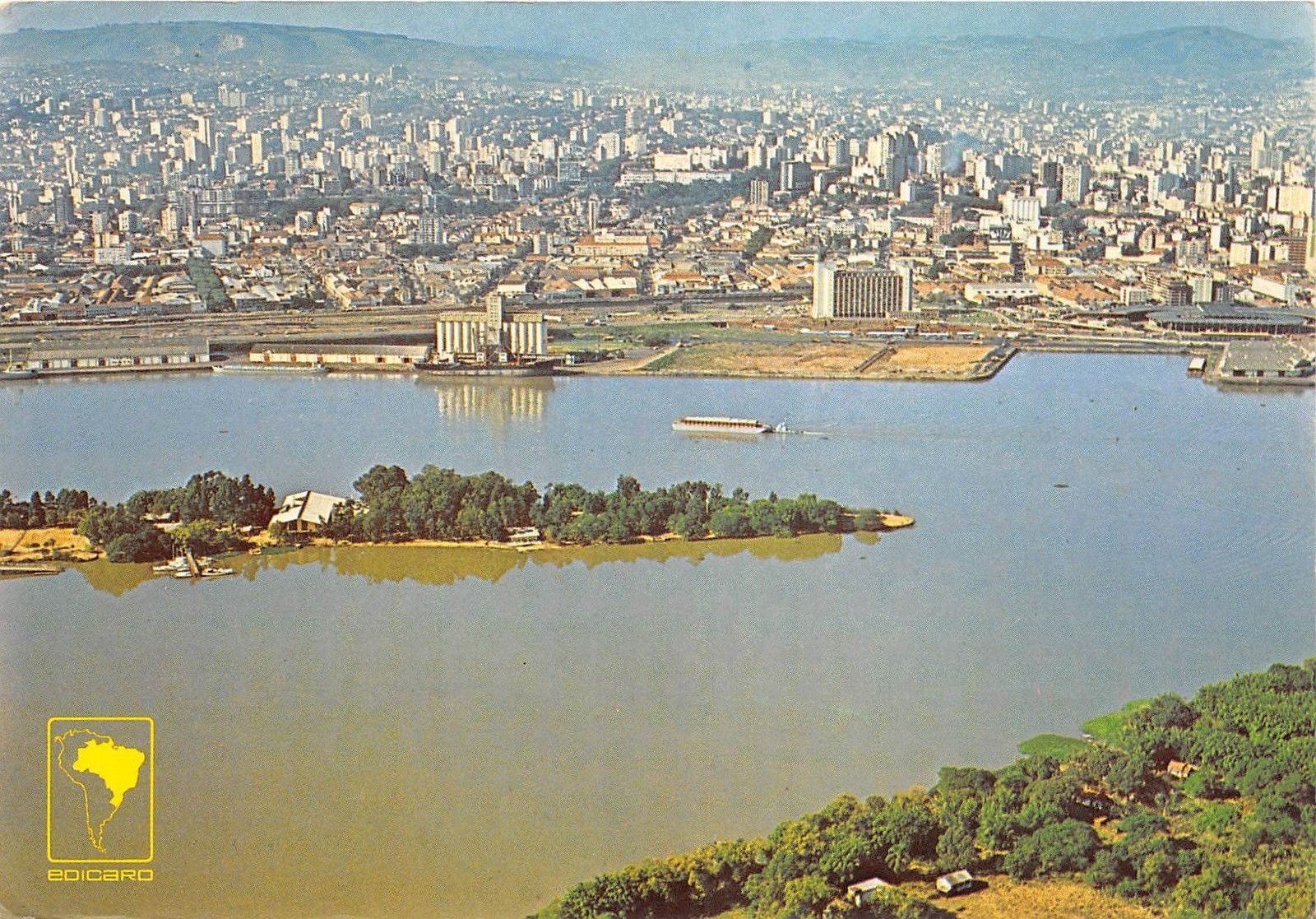 B904 Brasil Porto Alegre Vista Aerea Rio Guaiba Latin South America South America Other Postcard Hippostcard