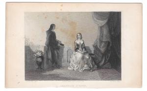 Beatrice D'Estes 1847 W. H. Mote Steel LIne Engraving Print Stiff Card