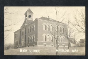 RPPC MADISON NEBRASKA HIGH SCHOOL BUILDING 1913 VINTAGE REAL PHOTO POSTCARD