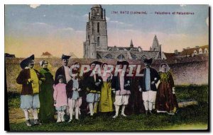 Old Postcard Batz Paludiers Loire salt extractors and Folklore