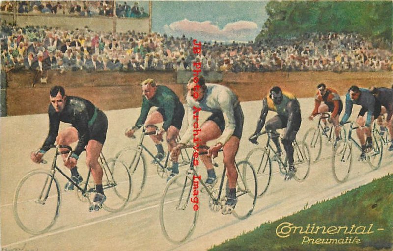 Advertising Postcard, Continental Pneumatic Tires, Bicycle Race, Werkerfahrung