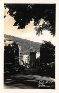 Brattleboro VT High Street Business District Old Cars Real Photo Postcard