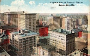 Postcard Airplane View of Financial District in Kansas City, Missouri