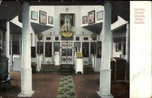 Sitka AK Greek Church Interior c1910 Postcard