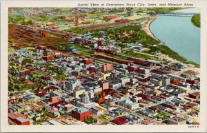 Sioux City IA Iowa Aerial View Unused Olson News Co Postcard H14