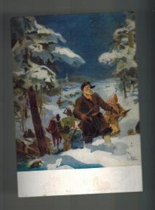 Mint WWII USSR SOviet Union Winter Soldiers On Snowshoes Postcard Red Army